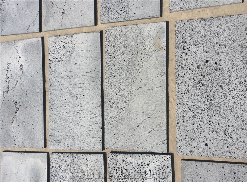 Vietnam Basalt Stone with Holes Tiles & Slabs, Grey Basalt Floor Tiles, Floor Covering Tiles