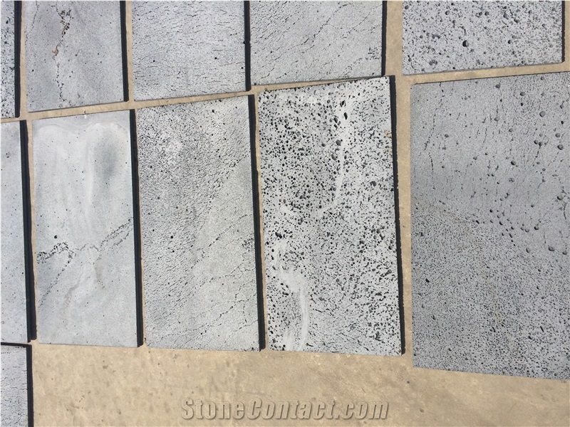 Vietnam Basalt Stone with Holes Tiles & Slabs, Grey Basalt Floor Tiles, Floor Covering Tiles