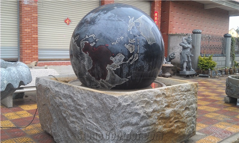 Black Granite Fountain Sphere Balls,Garden Features,Rolling Ball Fountains
