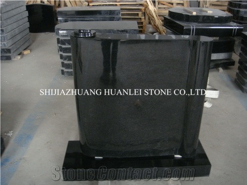 Book Shape Black Granite Slant Grave Markers Tombstone, Shanxi Black Granite Grave Markers