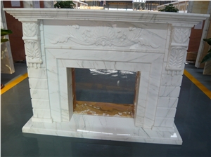 Bianco Carrara White Marble Fireplace