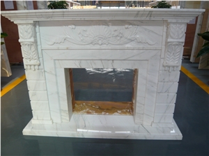 Bianco Carrara White Marble Indoor Fireplace