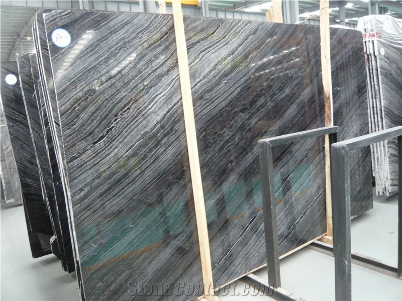 Black Forest Wooden Marble Slabs & Tiles, China Black Marble
