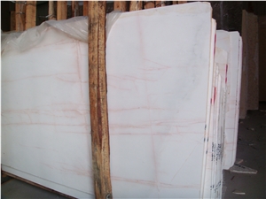 White with Red Line Marble Slabs & Tiles, China White Marble
