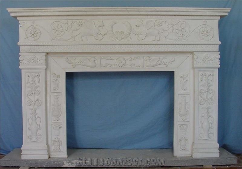 White Marble Fireplace Mantel Surround