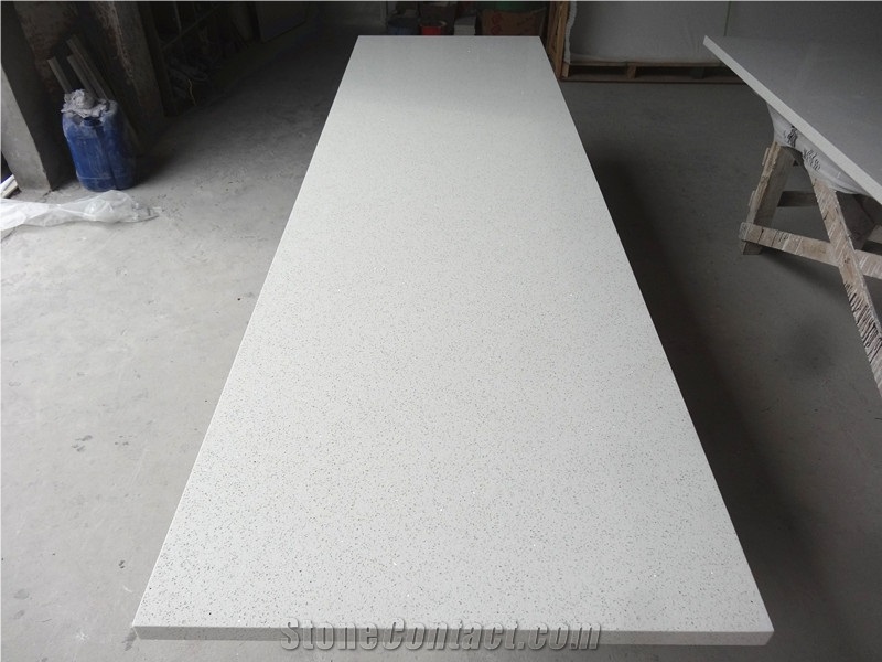 Crystal White Quartz Stone Tiles & Slabs, Solid Surfaces, Engineered Stone