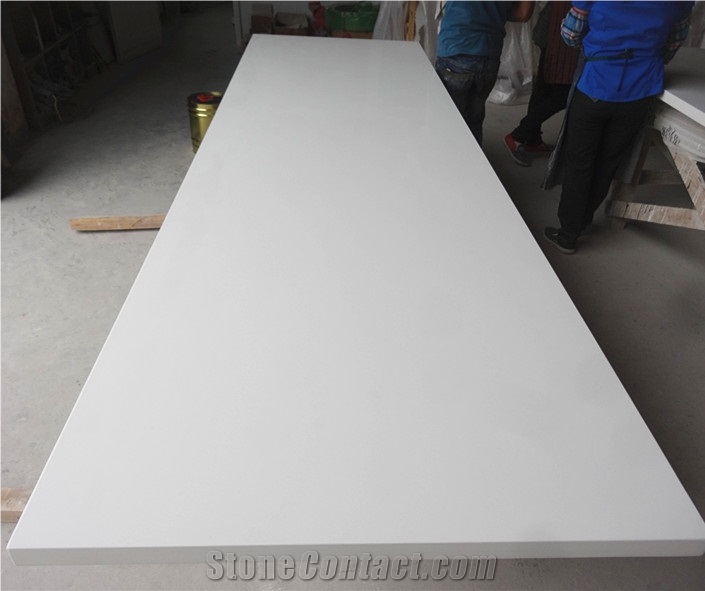 Pure White Quartz Stone Slabs, Solid Surfaces Quartz Stone, Engineered Stone