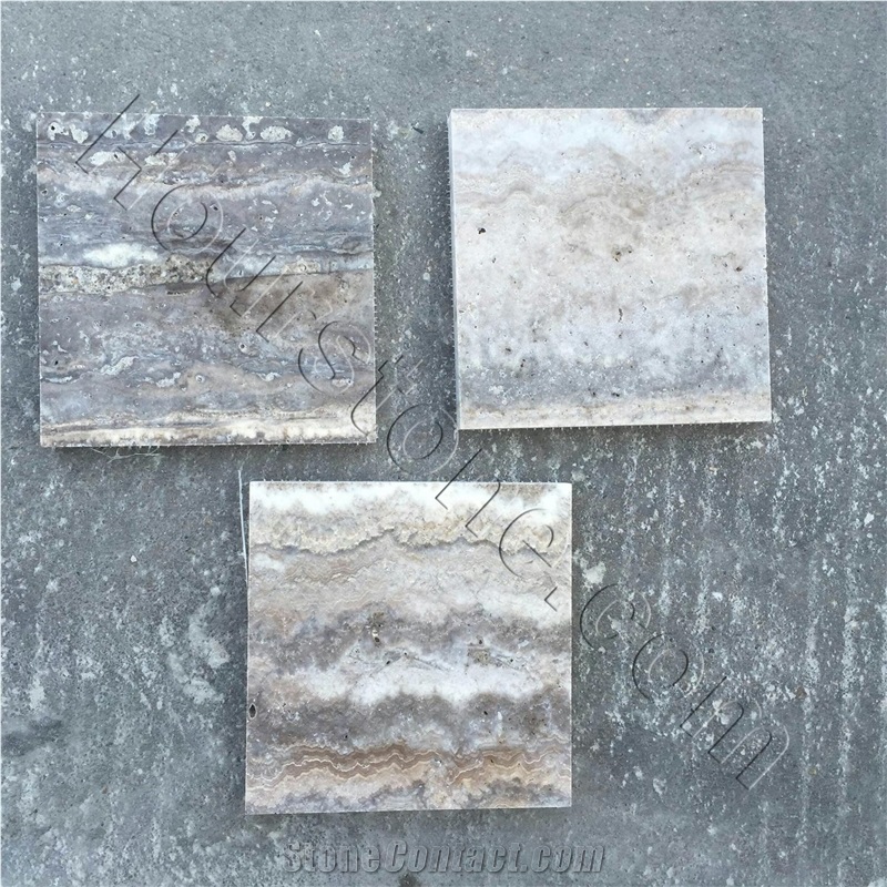 Iran Silver Grey/Gray Travertine Slabs & Tiles, Silver Travertine, for Wall Covering