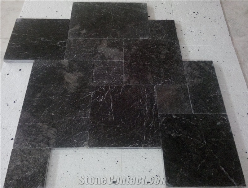 Iris Black Marble Tiles & Slabs, Dark Olive, Galaxy