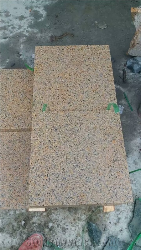 G350 Yellow Granite Golden Sesame Bushhammered Slabs Tiles Competitive Prices