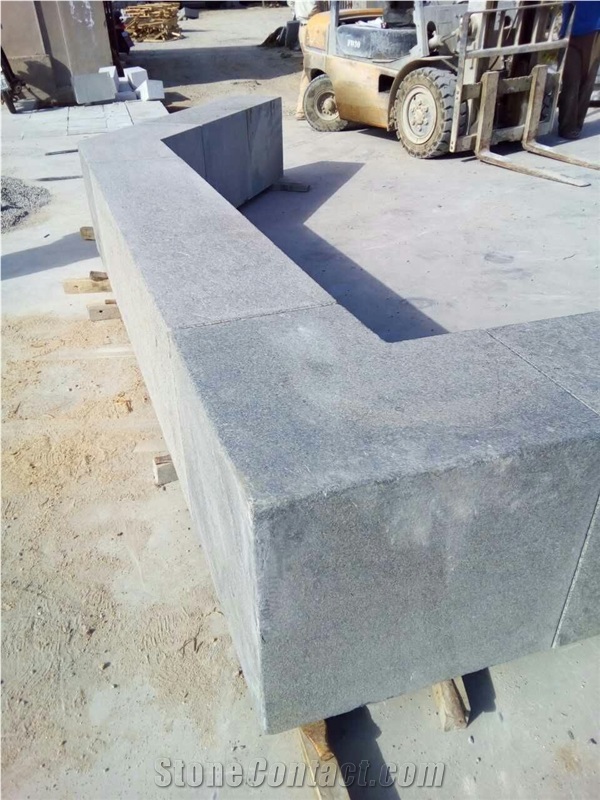 G370 Dark Grey Black Granite Flamed Surface Planter Pool Sides Coping Curbstone