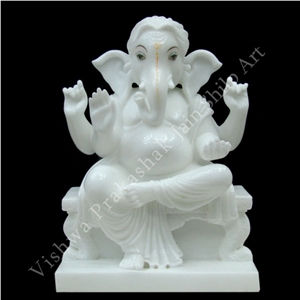 Ganesha Statue Murti, White Marble Statues