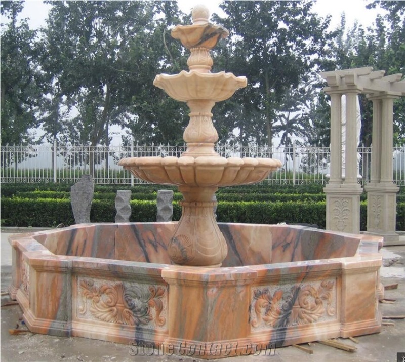 Brown Marble 3 Tier Fountain, Sculptured Fountains