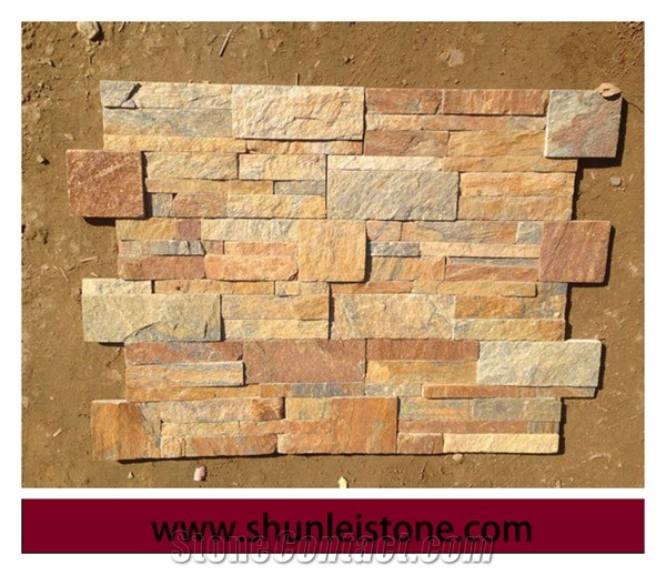 Culture Slate Indoor Stone Wall, Rusty Culture Stone