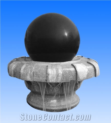 Granite Rolling Sphere Fountain, Black Granite Floating Ball Fountains
