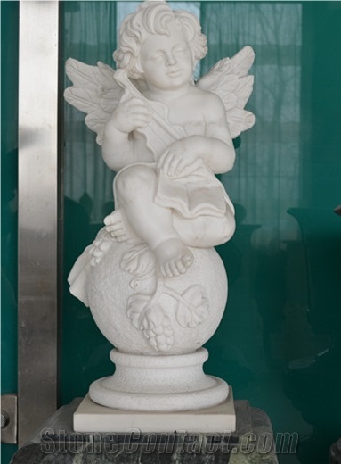 Male Angel Sculpture, White Marble Landscape Sculpture & Western Statues