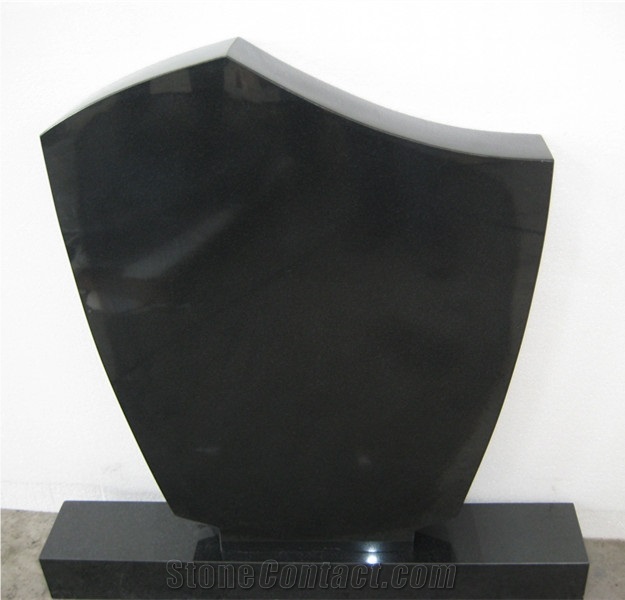 Russian Style Hebei Jet Black Granite Tombstone