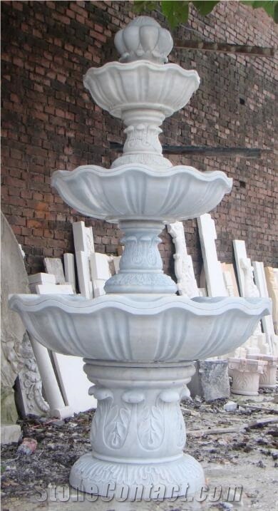 Super Good 3 Tier White Marble Water Fountain