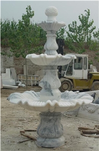 White and Grey Marble 3 Tier Outside Fountain