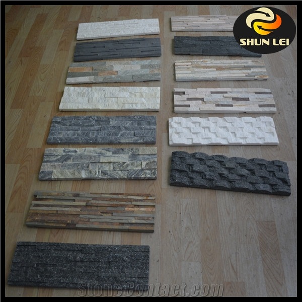 Z-Shape Type Blending Black Slate Tiles Culture Veneer Stone
