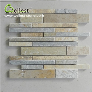 China Natural Slate Linear Strips Mosaic Tile for Wall Cladding