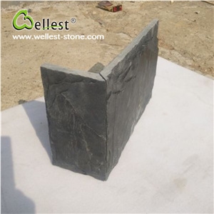 High Quality Natural Split Surface Black Slate Mushroom Stone Wall Cladding