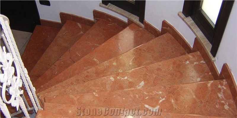 Rosso Verona Stairs Of Polished Marble