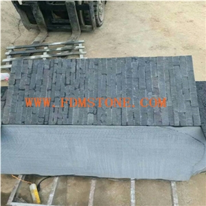 Honed Black Basalt Wall Cladding Stacked Stone