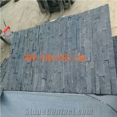 Honed Black Basalt Wall Cladding Stacked Stone