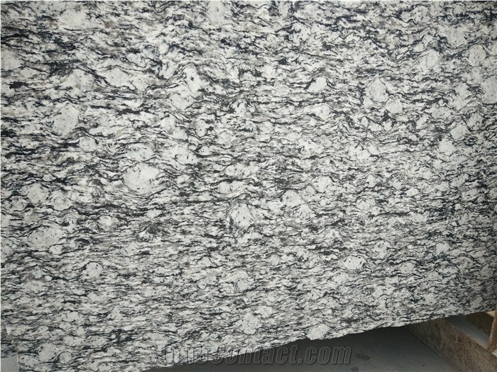China Spray White Granite Tile & Slab，Polished Slab with Thickness 18mm, for Wall Covering and Floor Covering