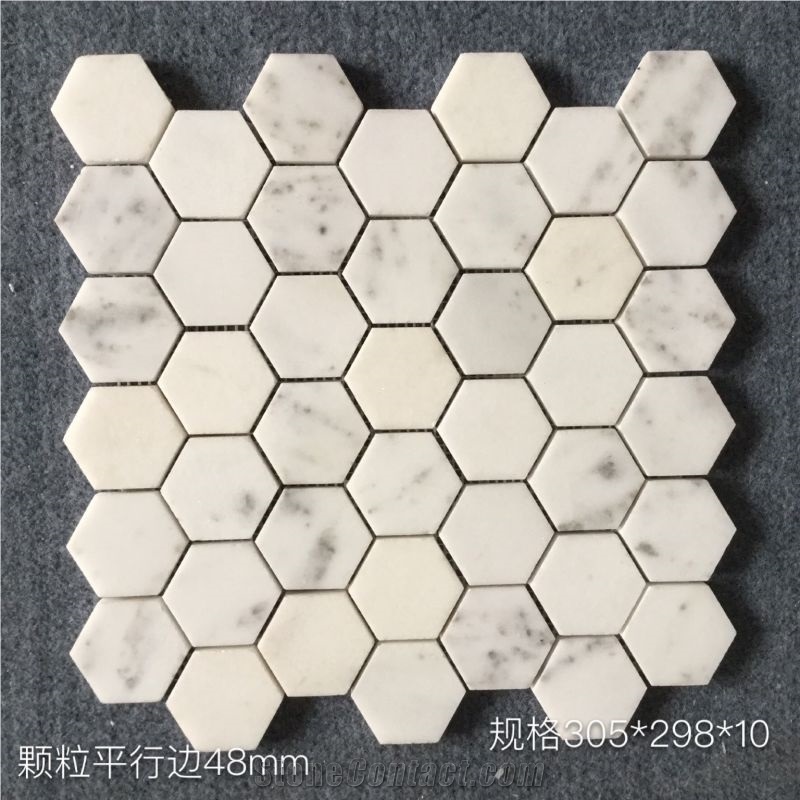 China White Marble Mosaic Decorated on the Wall , Baoxing White Marble
