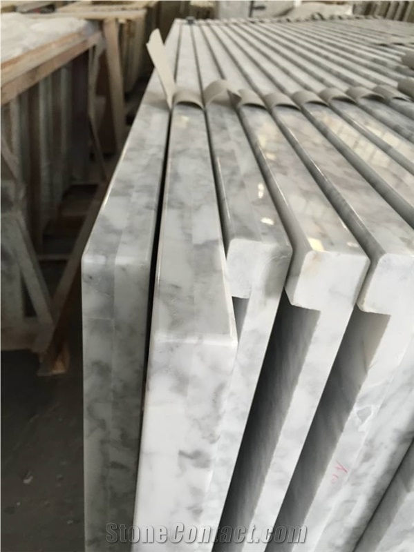 Bianco Carrara White Marble Polished Countertop, Kitchen Countertop with Beveled Edge, Italy Cheap White Marble Countertops