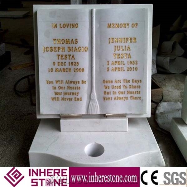 Book Shape Headstone for Cemetery, Western Style Monuments, Custom Gravestone, Tombstone Design