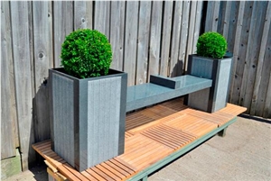Bench Style G654 Sesame Grey Impala Black Granite Planter / Garden Flower Pot/ Landscaping Planters Exterior Stone