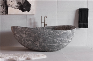 China Juparana Grey Granite Round Bathtubs/ Bathroom Tubs Simple Design