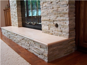 China Light Rustic Beige Slate Cultured Stone Stacked Stone for Wall Fireplace Surround Covering