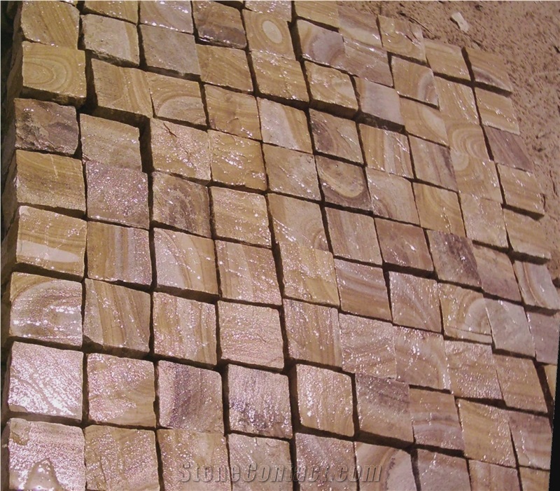 China Rainbow Sandstone Cube Stone/ Cube Stone Pavers for Garden Floor Exterior Stone