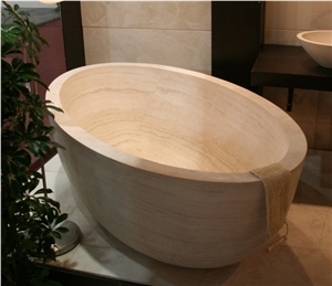 China Yellow Sandstone Bathtubs / Round Shaped Bath Tubs