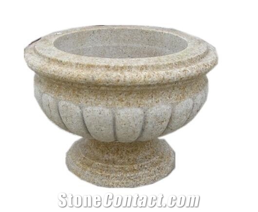 G682 China Beige Rust Sunset Gold Granite Planter Flower Pot Stand Landscaping Stone