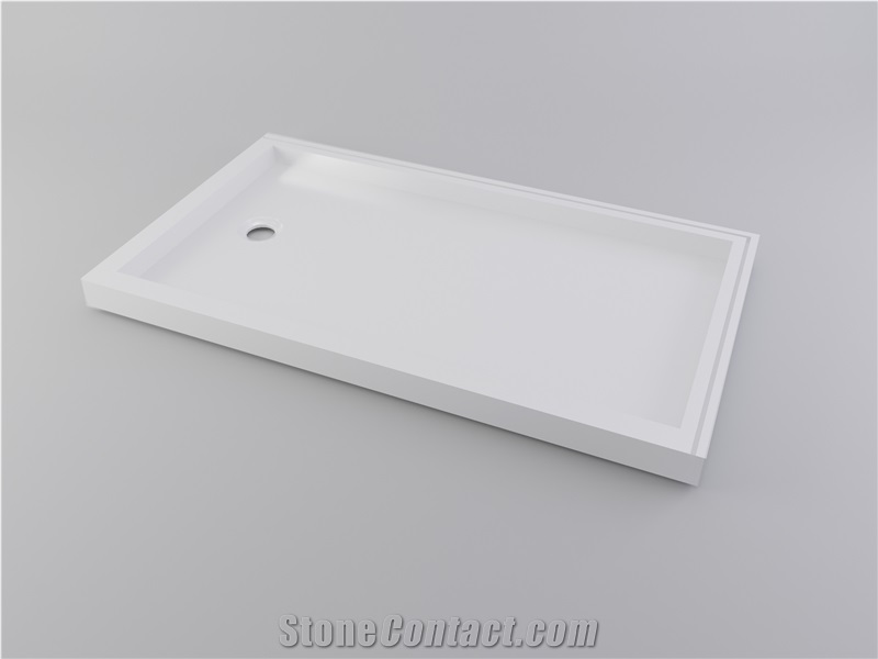 Pure White Artificial Stone Marble Shower Tray,Bathroom Shower Base