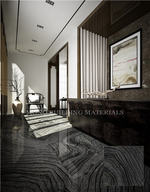 Cheap Glazed Non Slip Coal Grey Ceramic Marble Flooring Tile