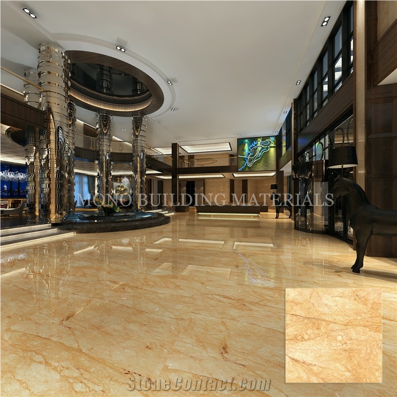 China High Glossy Golden Marble Look Porcelain Floor Tile