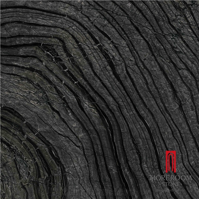 Discontinued Ancient Wood Vein Black Marble Look Ceramic Tile for Flooring Design