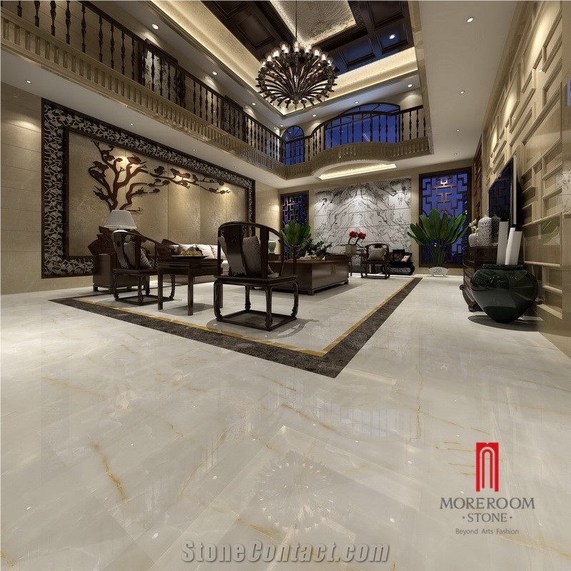 Foshan Glazed Snow White Ceramic Tile Flooring Design