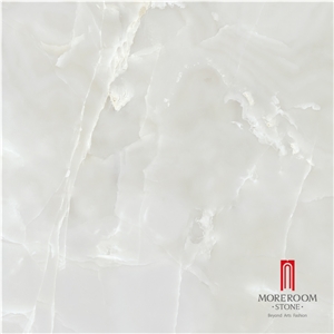 High Gloss Polished Snow White Porcelain Onyx Floor Tiles 60x60