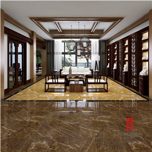 High Glossy Glazed Golden Ceramic Tile for Flooring Look Like Onyx Tile