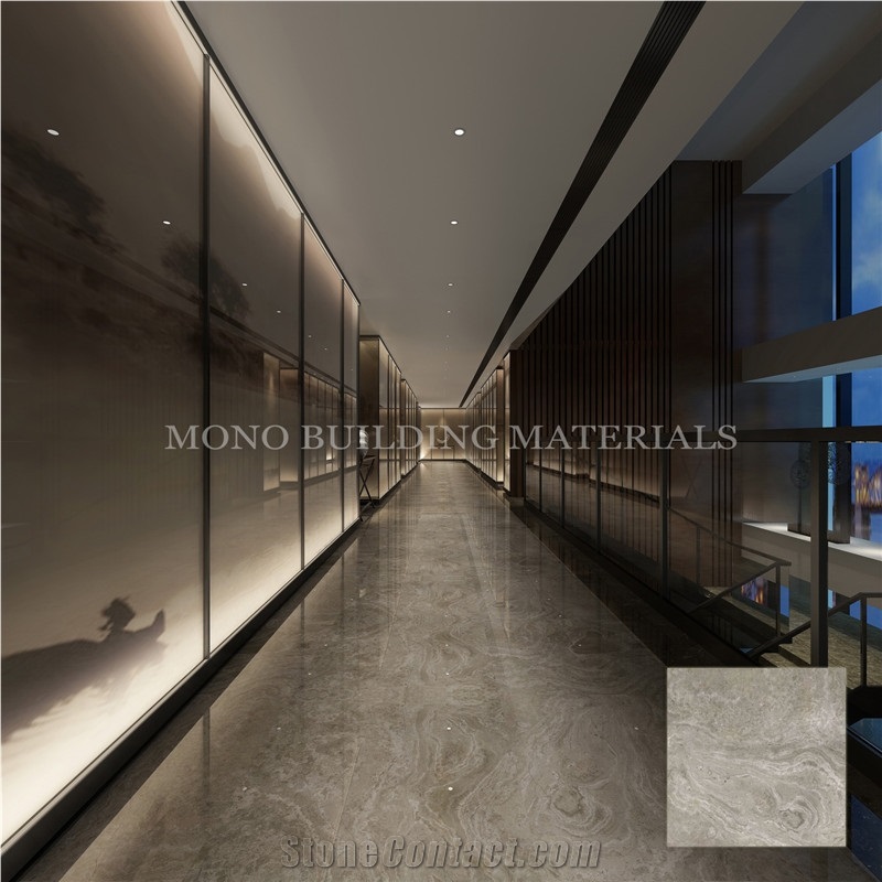 Polished Silver Gray Marble Look Creamic Tile for Flooring