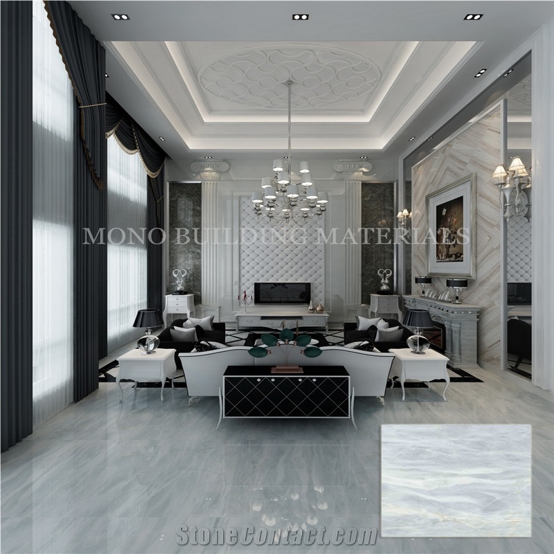 Yabo Grey Onyx Marble Look Polished Ceramic Tile for Home Decoration