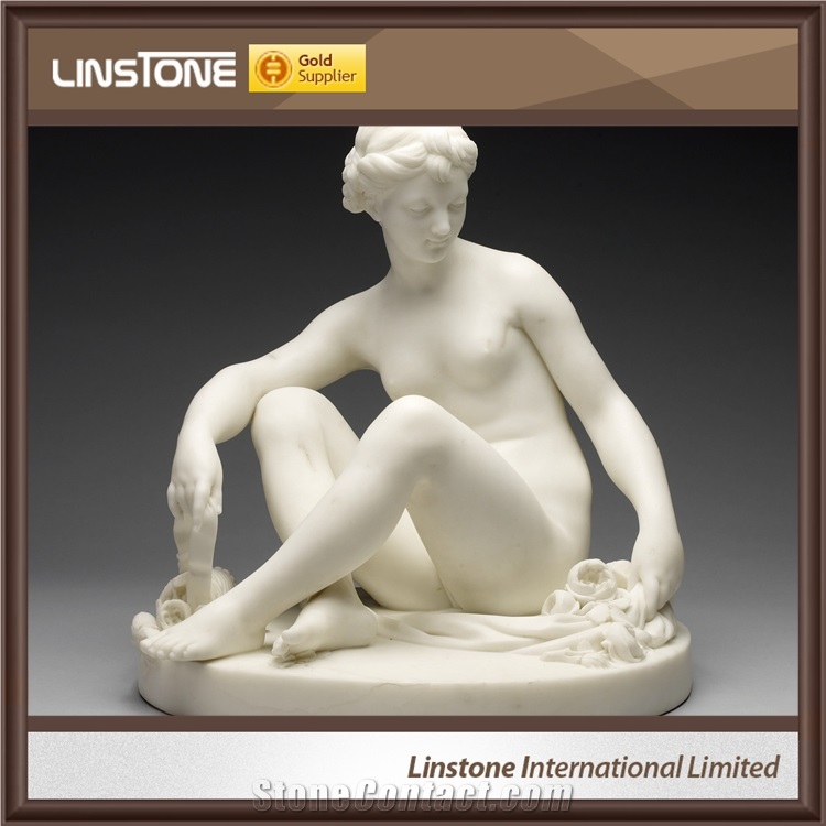 Full Size the World is Yours Stone Marble Sexy Woman Statue for Garden Park