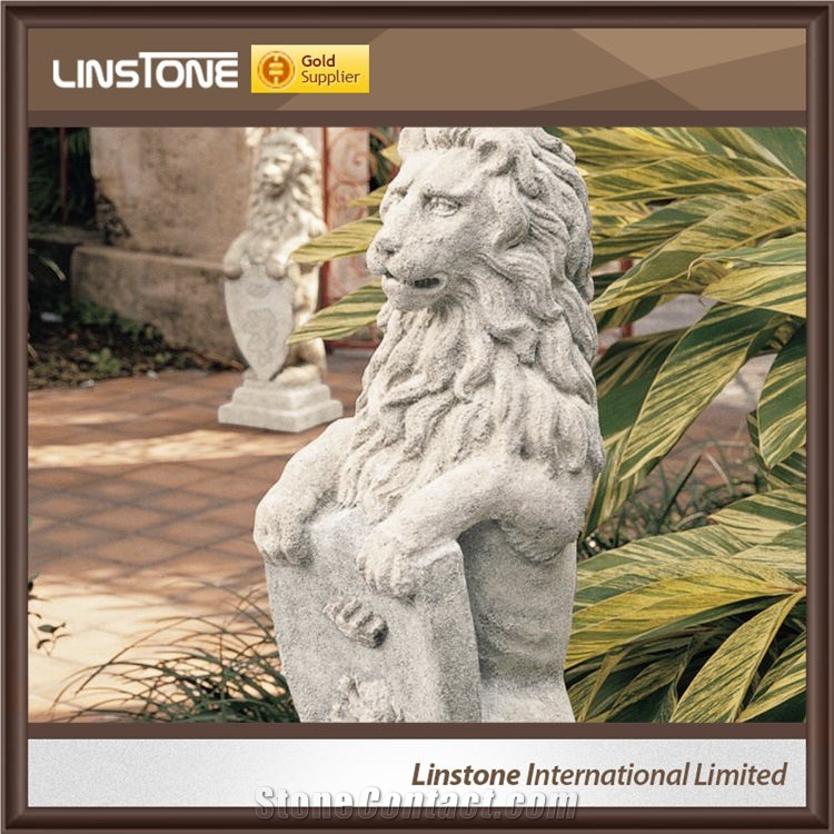 Large Antique Wall Street Granite Lion Bull Statues for Garden Park